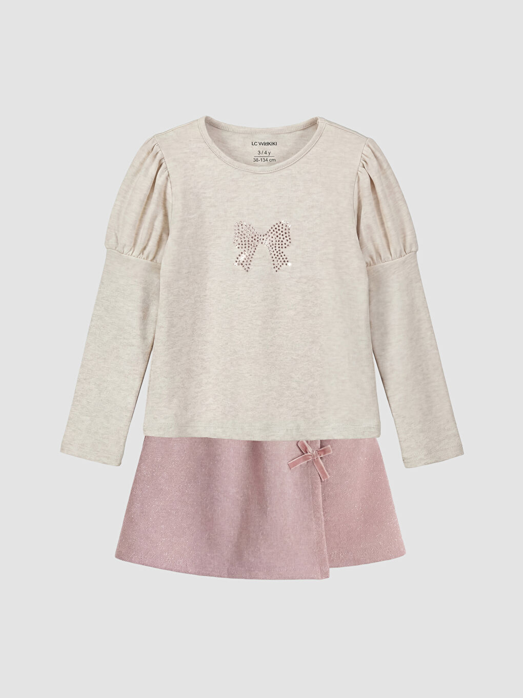 Taşlı Kız Çocuk Tişört ve Şort Etek-1