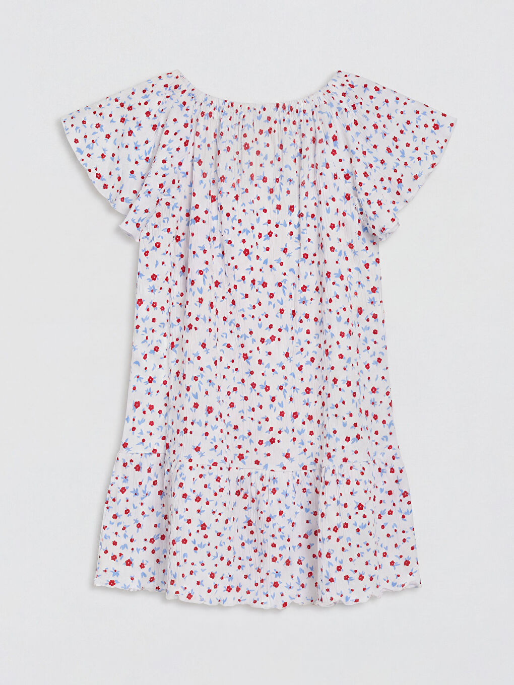 Ekru Fiyonklu Kız Çocuk Krinkle Elbise-1