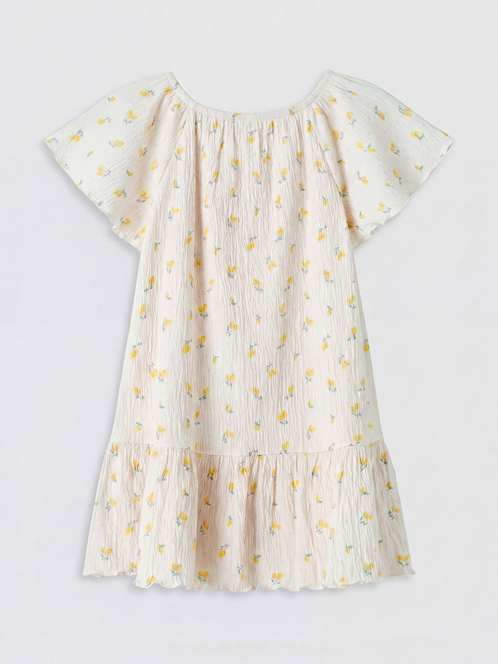 Sarı Fiyonklu Kız Çocuk Krinkle Elbise-1