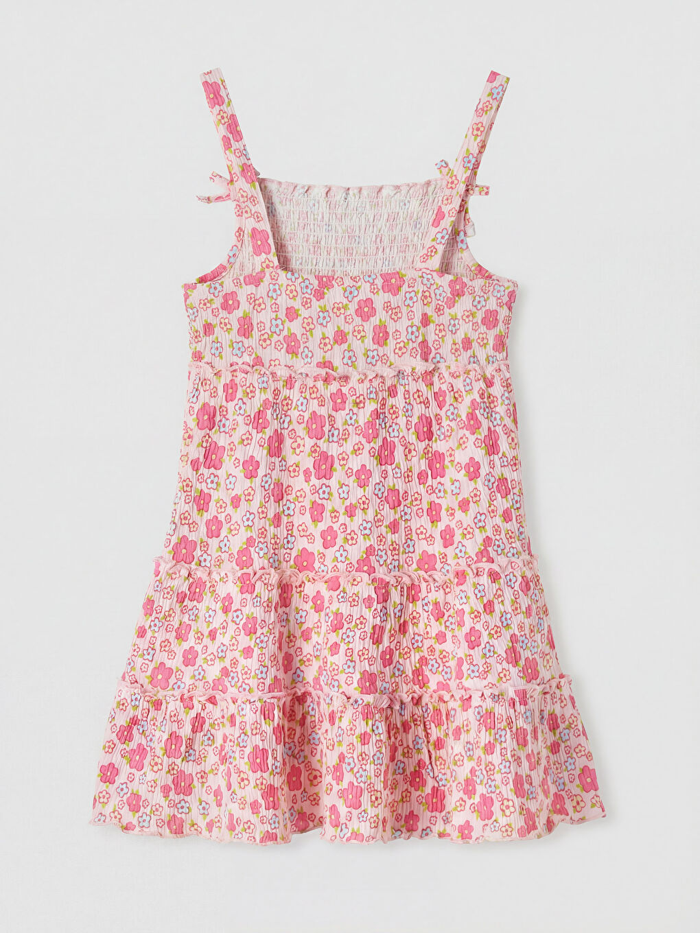 Square Neck Printed Girls' Crinkle Dress-2