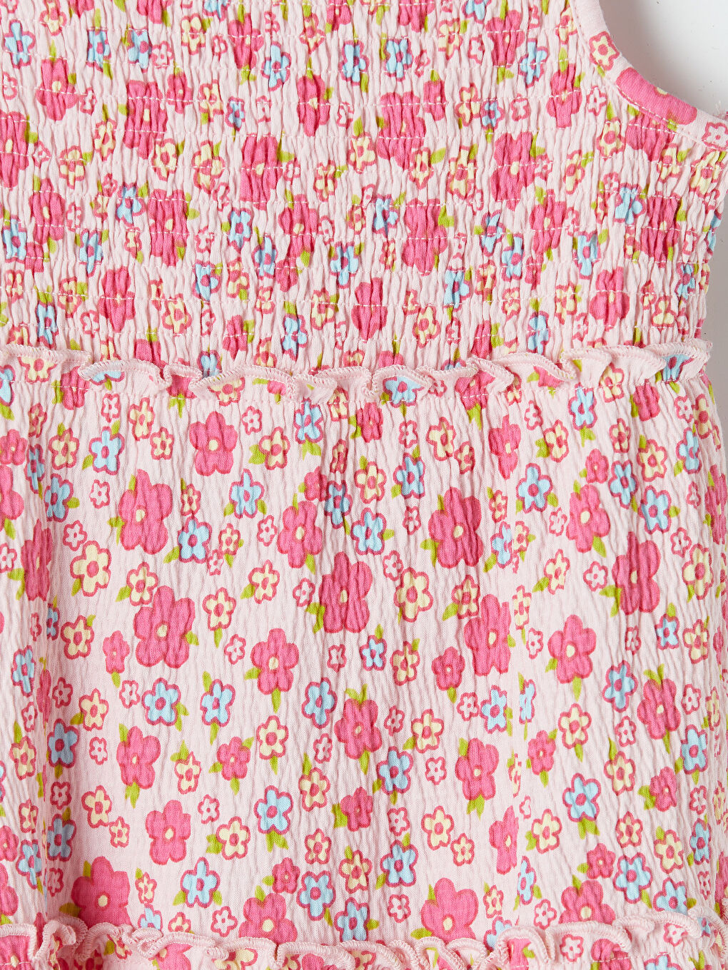 Square Neck Printed Girls' Crinkle Dress-3