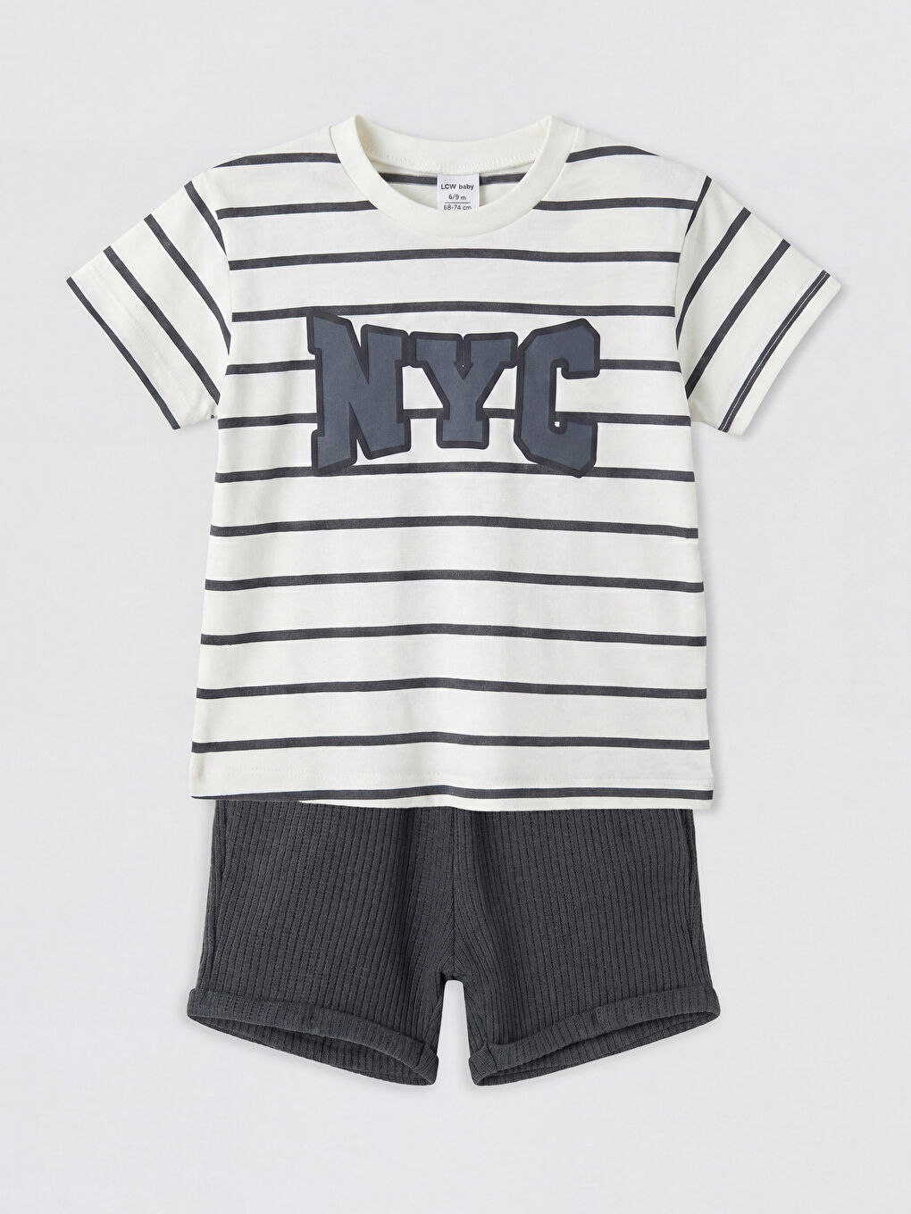Antrasit NYC Baskılı Erkek Bebek Tişört ve Şort Takım