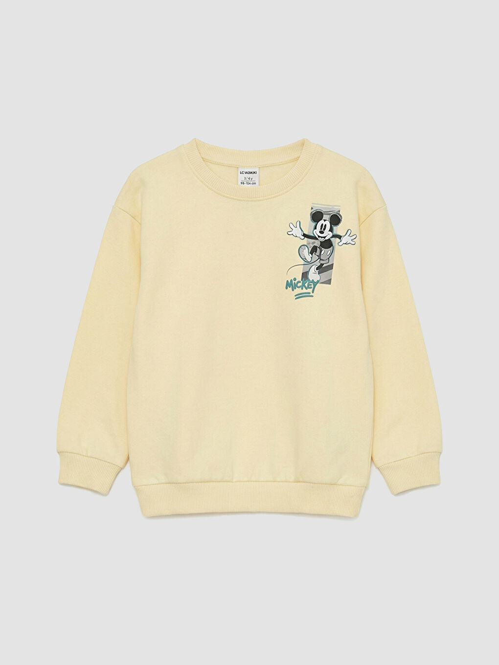Sarı Mickey Mouse Baskılı Erkek Çocuk Kalın Sweatshirt-1