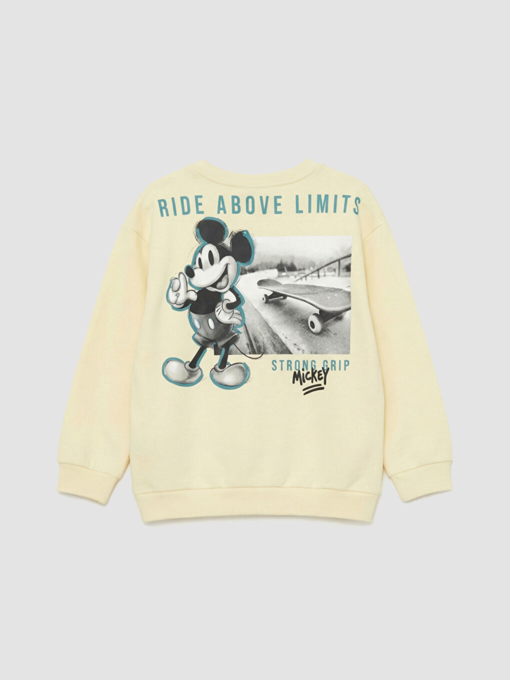 Sarı Mickey Mouse Baskılı Erkek Çocuk Kalın Sweatshirt-2