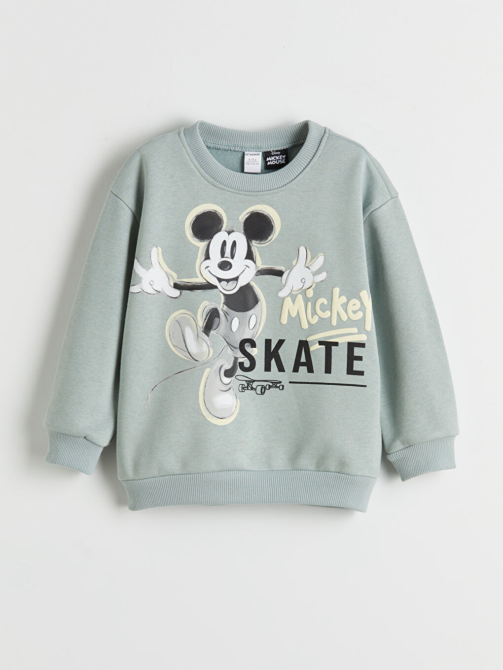 Yeşil Mickey Mouse Baskılı Erkek Bebek Sweatshirt ve Eşofman Altı-1
