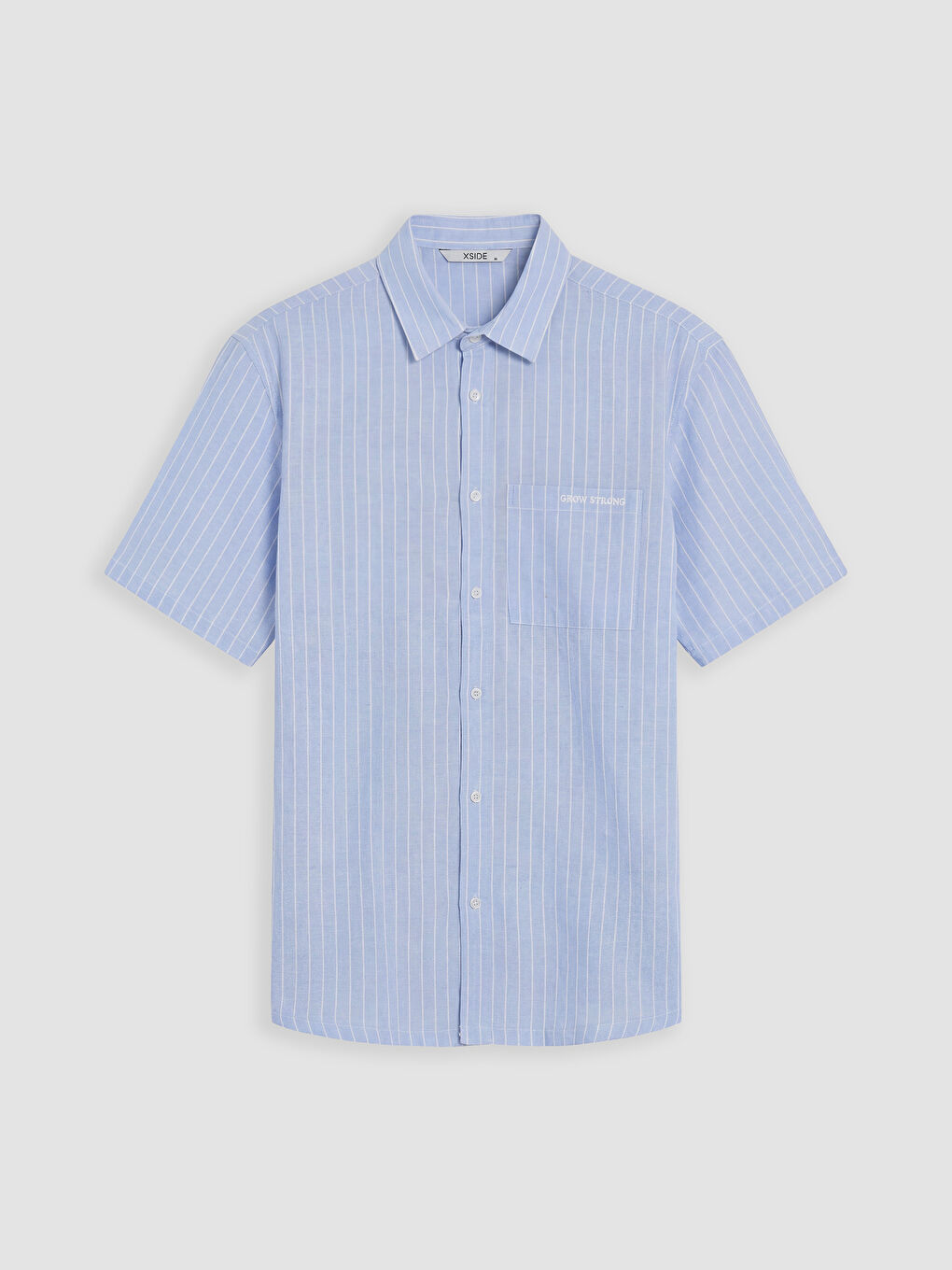 Mavi Loose Fit Baskılı Keten Görünümlü Erkek Gömlek-4