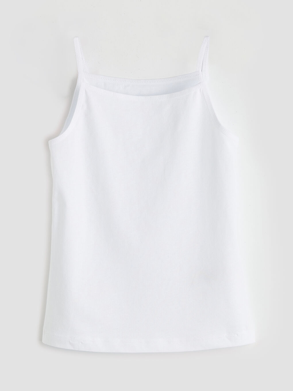 Beyaz Kare Yaka İp Askılı Kız Çocuk Atlet 5'li-1