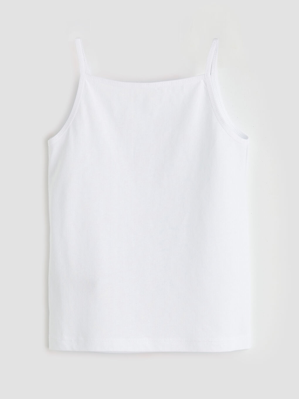 Beyaz Kare Yaka İp Askılı Kız Çocuk Atlet 5'li-3