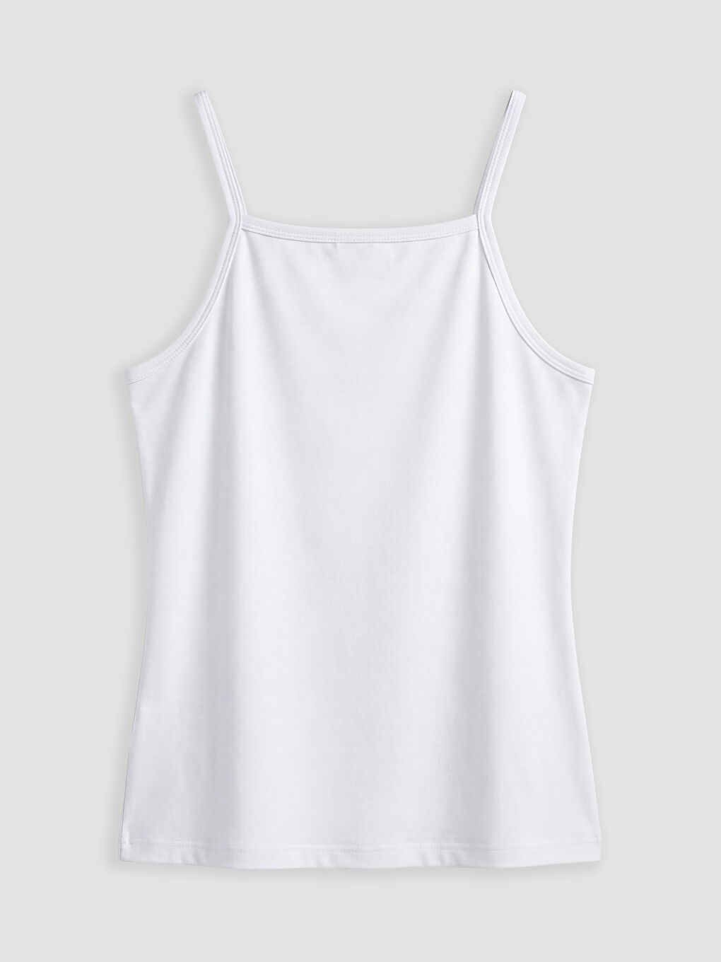 Beyaz Kare Yaka Kız Çocuk İp Askılı Atlet-1