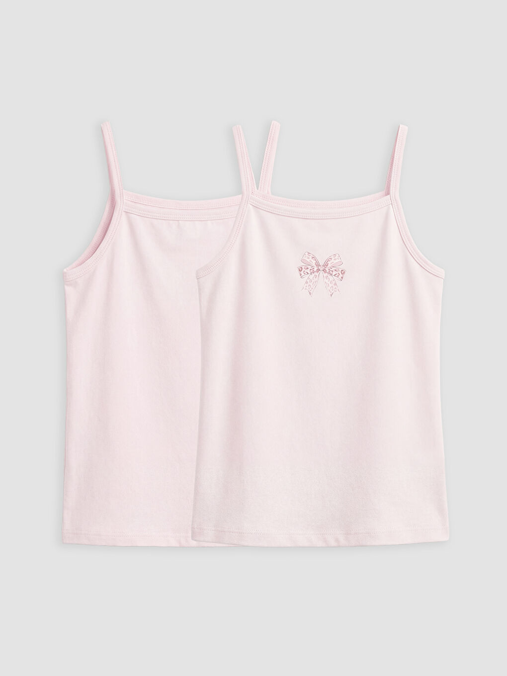 Pembe Kare Yaka İp Askılı Kız Çocuk Atlet 2'li