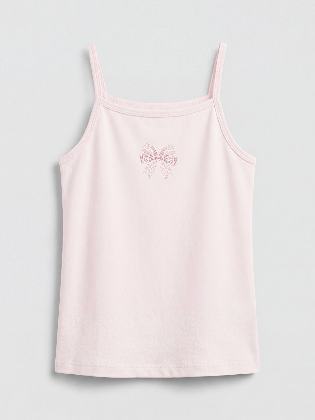 Pembe Kare Yaka İp Askılı Kız Çocuk Atlet 2'li-2