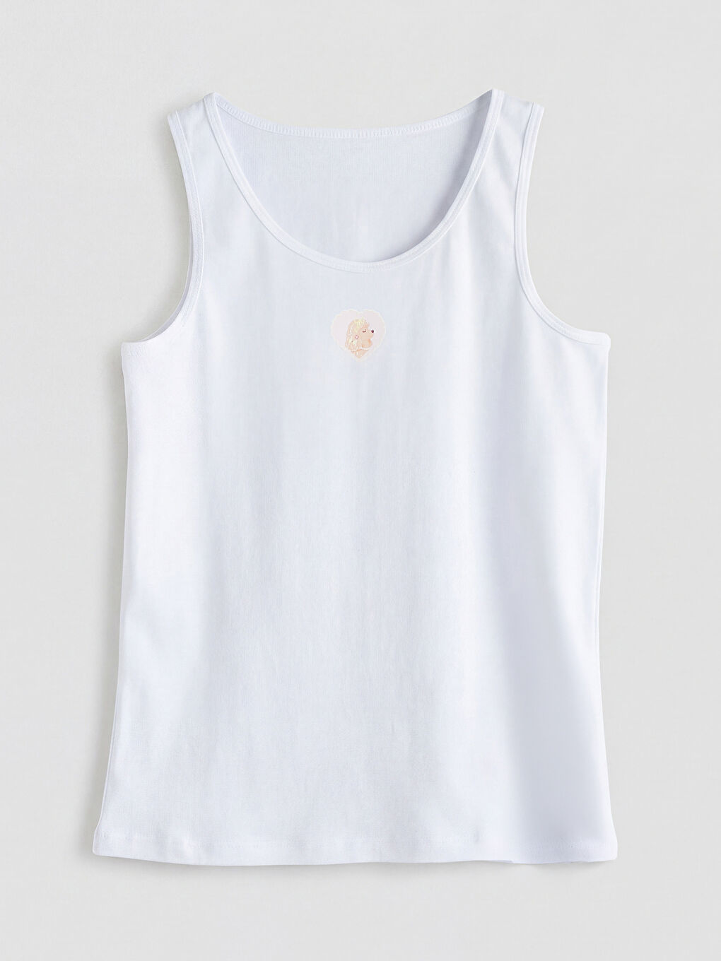 Beyaz Bisiklet Yaka Kız Çocuk Atlet 2'li-1