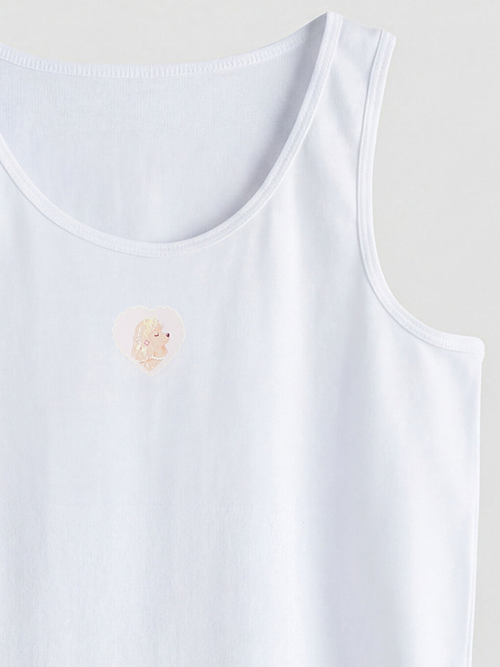 Beyaz Bisiklet Yaka Kız Çocuk Atlet 2'li-5