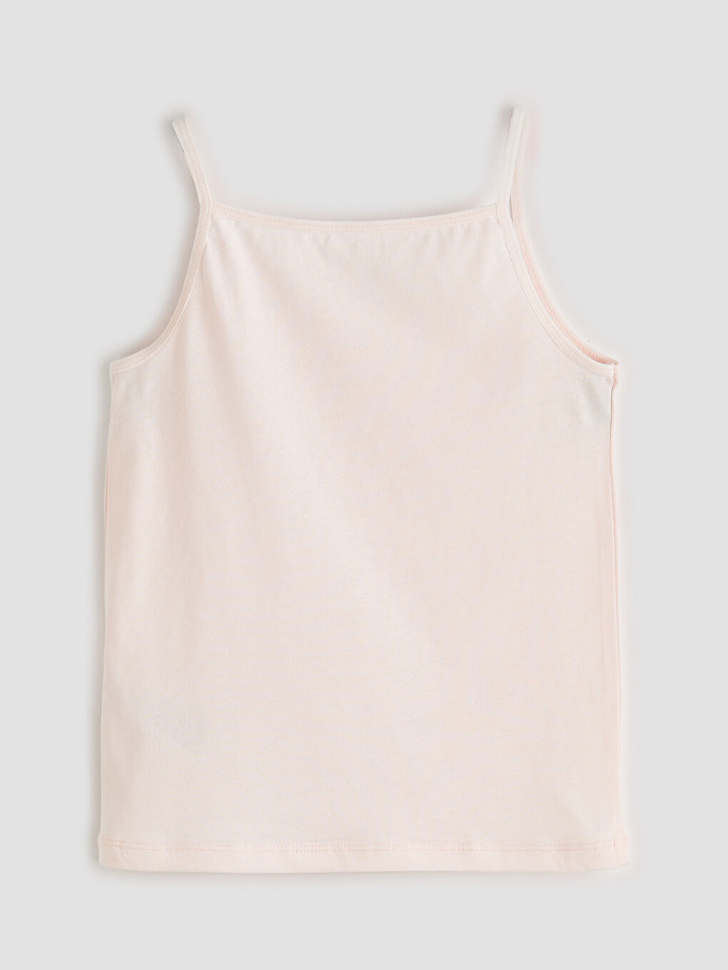 Pembe Kare Yaka Kız Çocuk İp Askılı Atlet-1