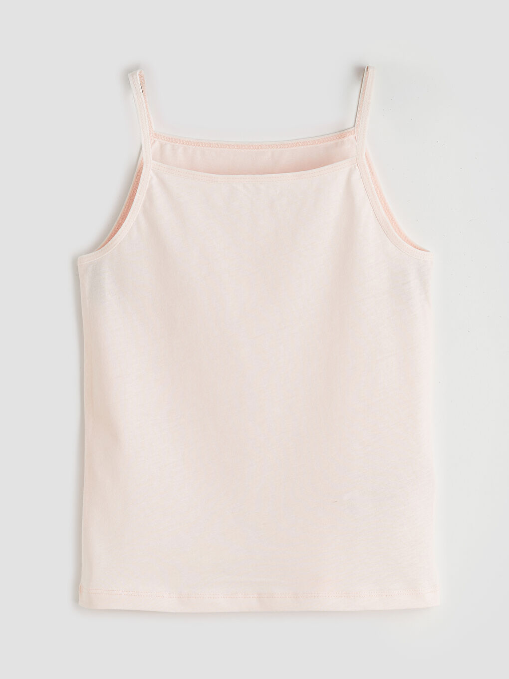 Pembe Kare Yaka İp Askılı Kız Çocuk Atlet 2'li-2