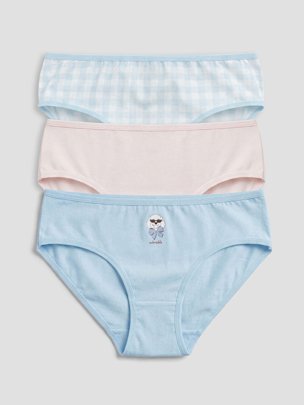 Mavi Desenli Kız Çocuk Külot 3'lü
