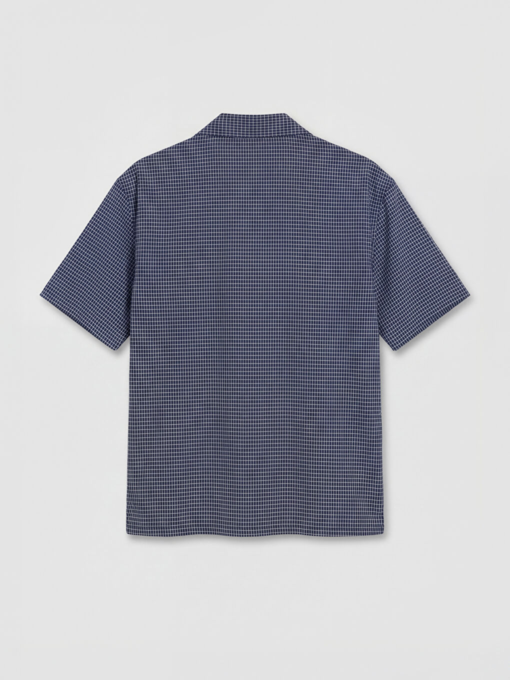 Lacivert Relax Fit Nakışlı Kareli Erkek Gömlek-1