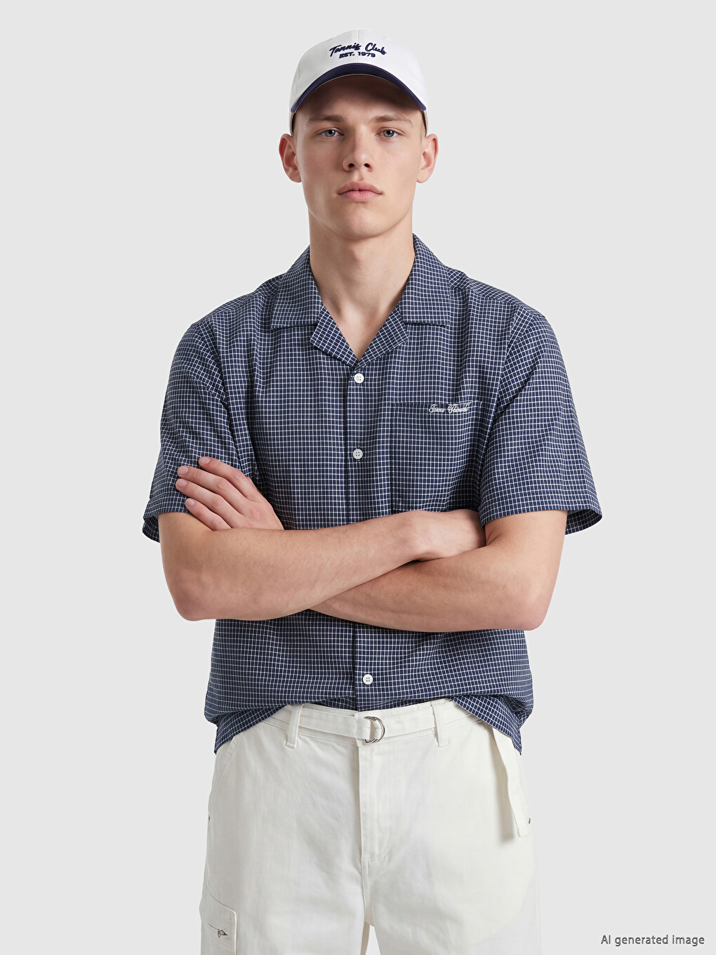 Relax Fit Embroidered Plaid Men's Shirt-1