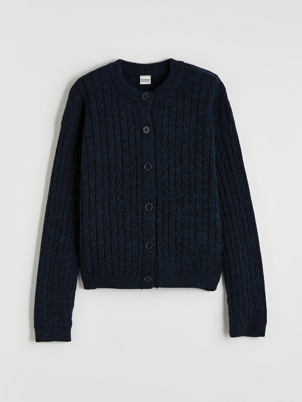 Lacivert Bisiklet Yaka Kız Çocuk Triko Hırka