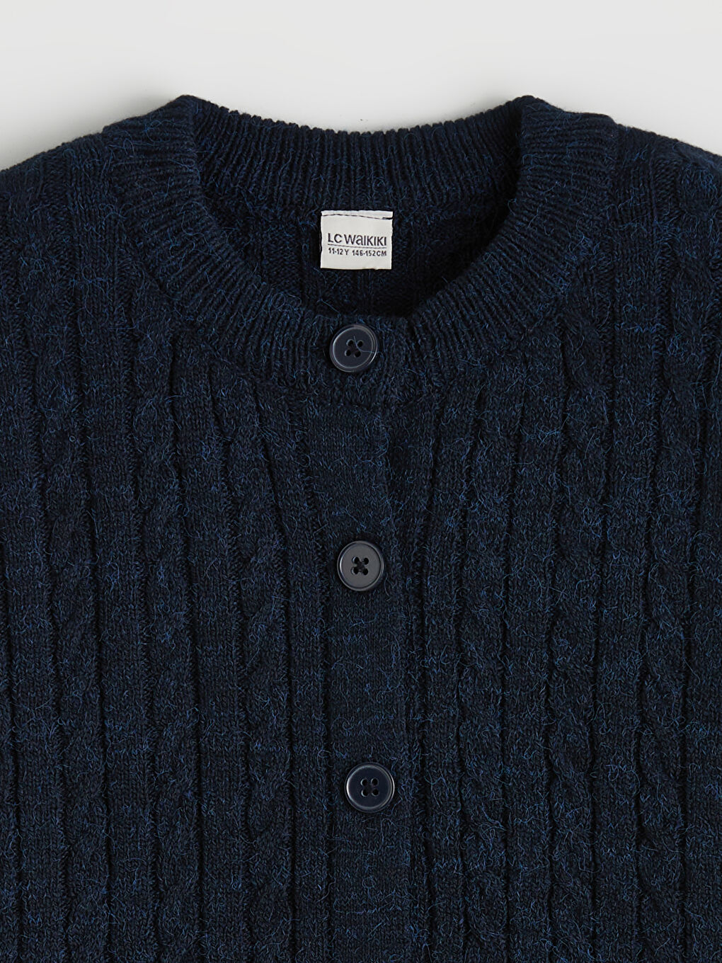 Lacivert Bisiklet Yaka Kız Çocuk Triko Hırka-1