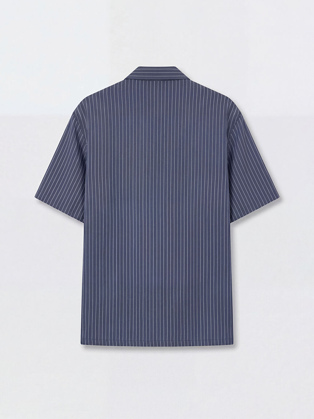 Lacivert Loose Fit Çizgili Erkek Gömlek-1
