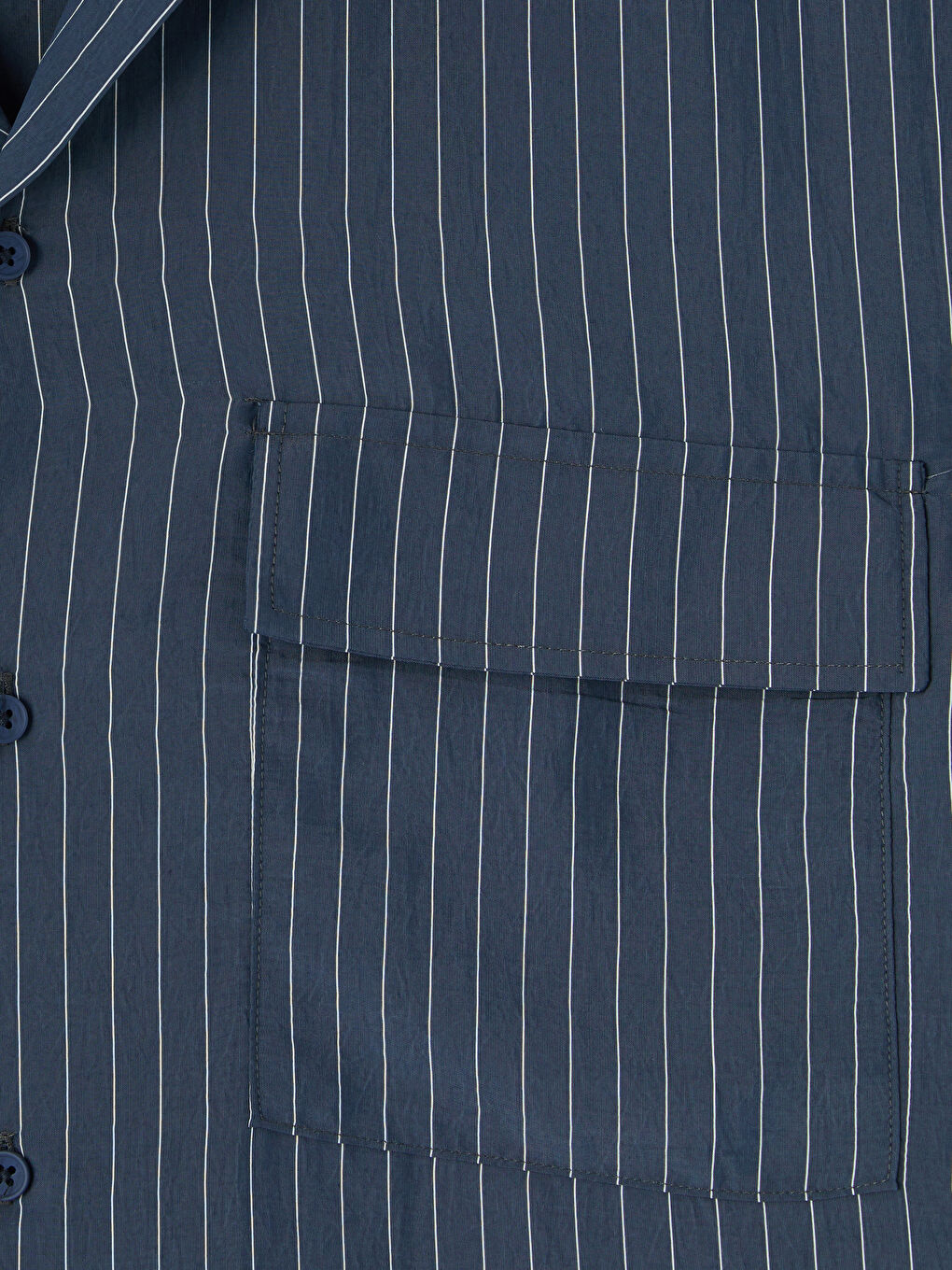 Lacivert Loose Fit Çizgili Erkek Gömlek-2