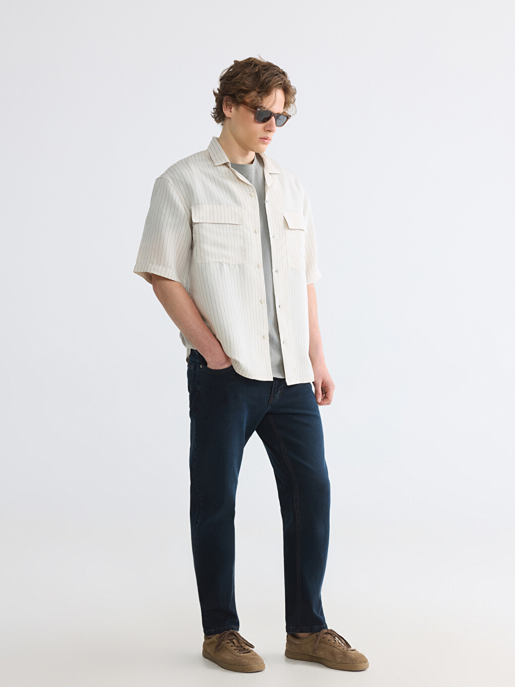 Comfortable Fit Resort Collar Striped Men's Shirt-1