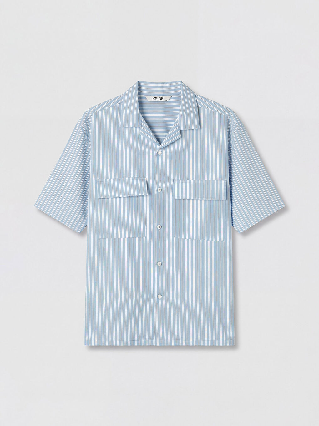 Mavi Loose Fit Çizgili Erkek Gömlek