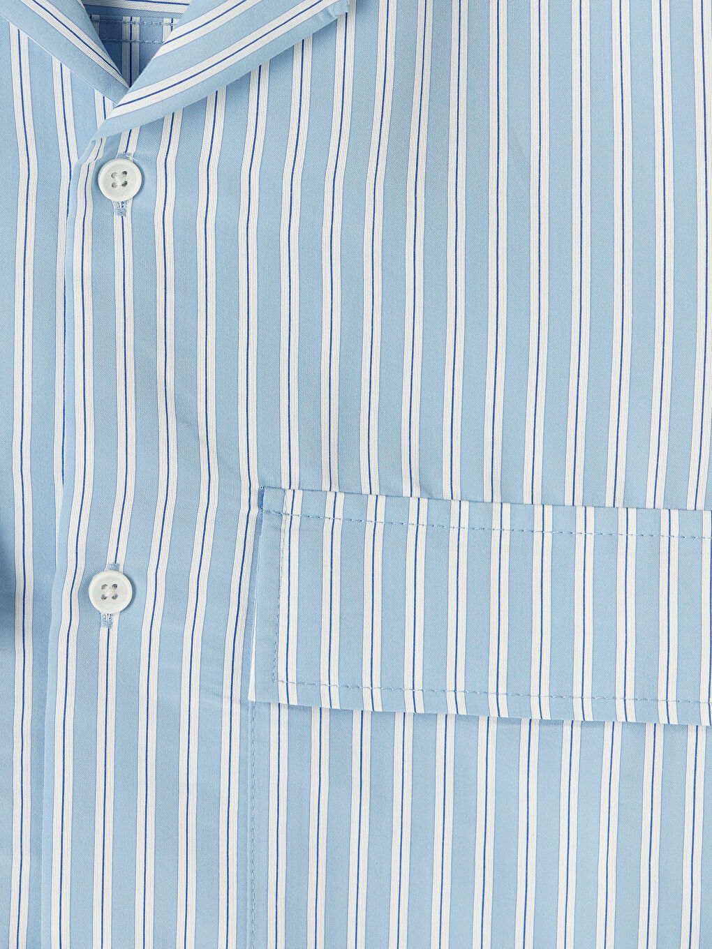 Mavi Loose Fit Çizgili Erkek Gömlek-2
