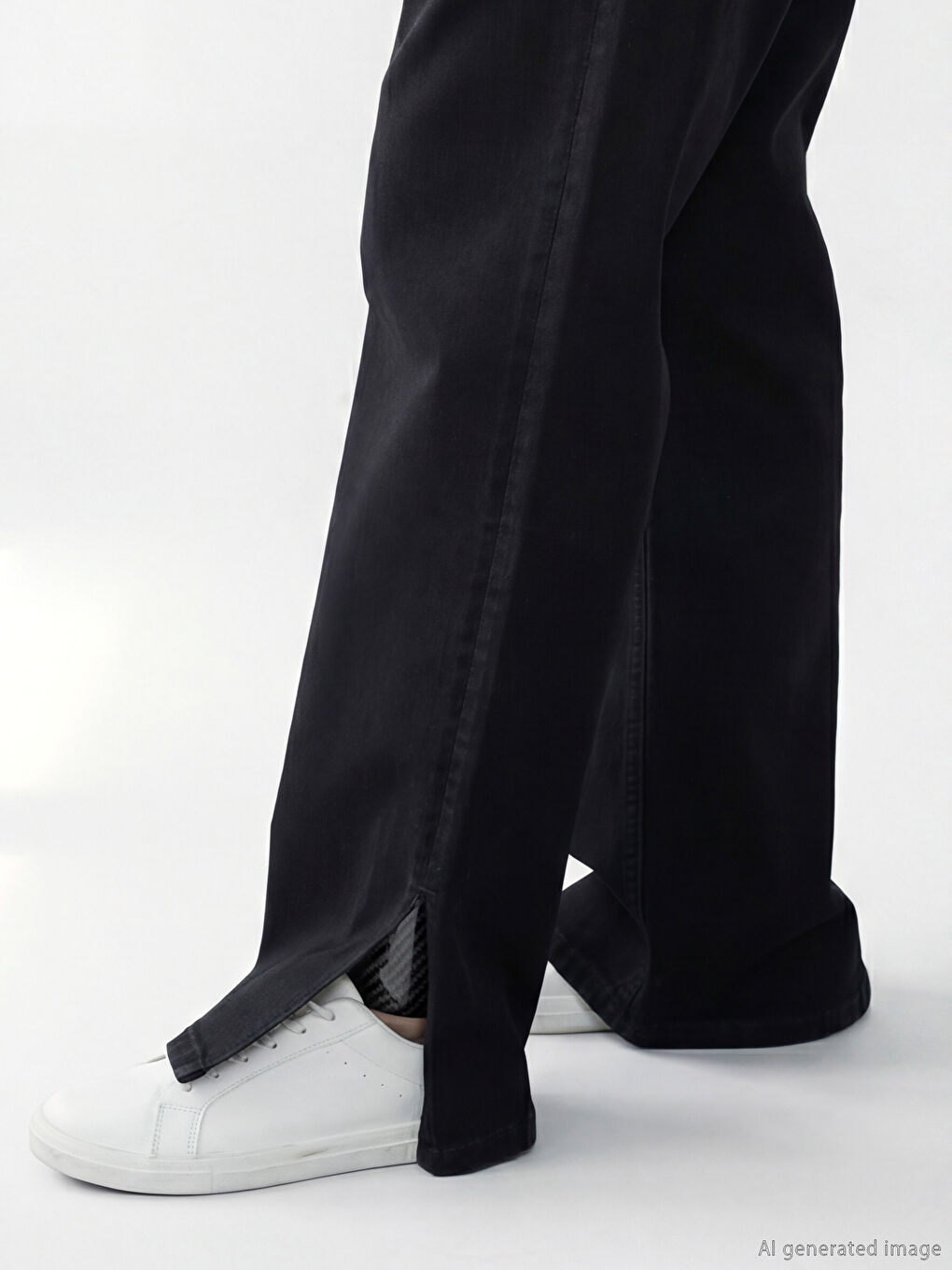 Siyah Kolay Giyilebilir Beli Fermuarlı Straight Fit Kadın Jean Pantolon-4