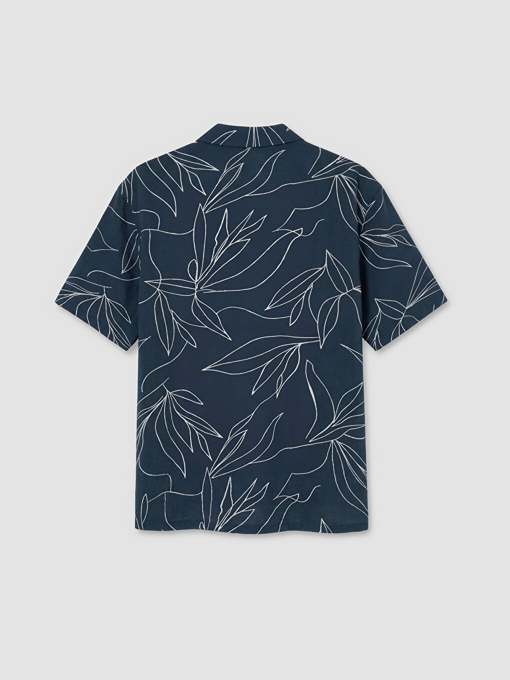 Lacivert Loose Fit Desenli Resort Yaka Erkek Gömlek-1