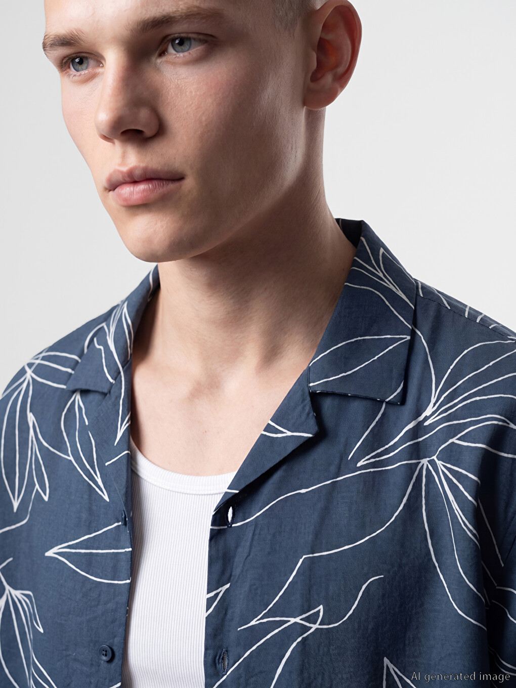 Loose Fit Patterned Camp Collar Men's Shirt-2