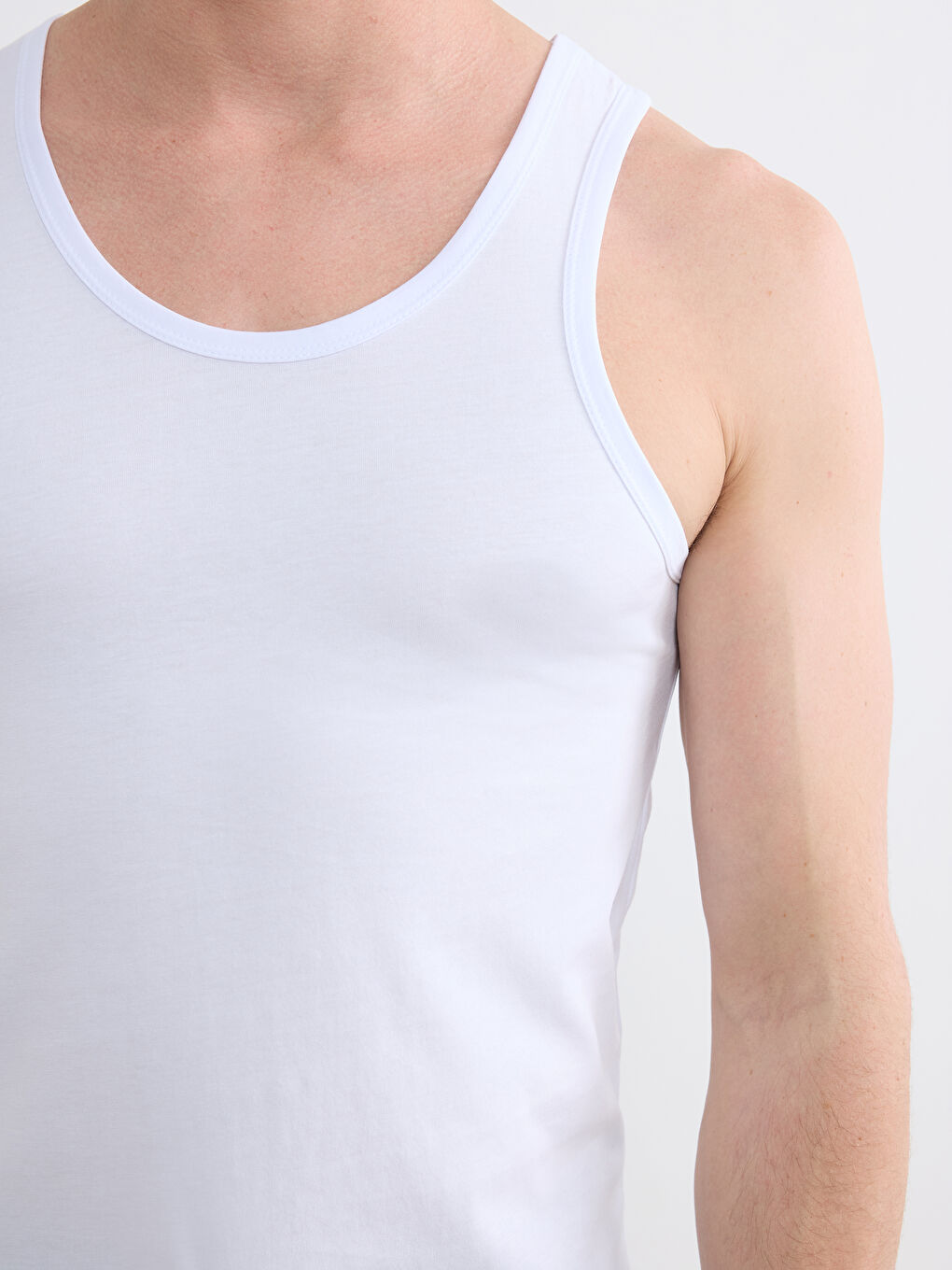 Beyaz U Yaka Penye Erkek Atlet 5'li-3