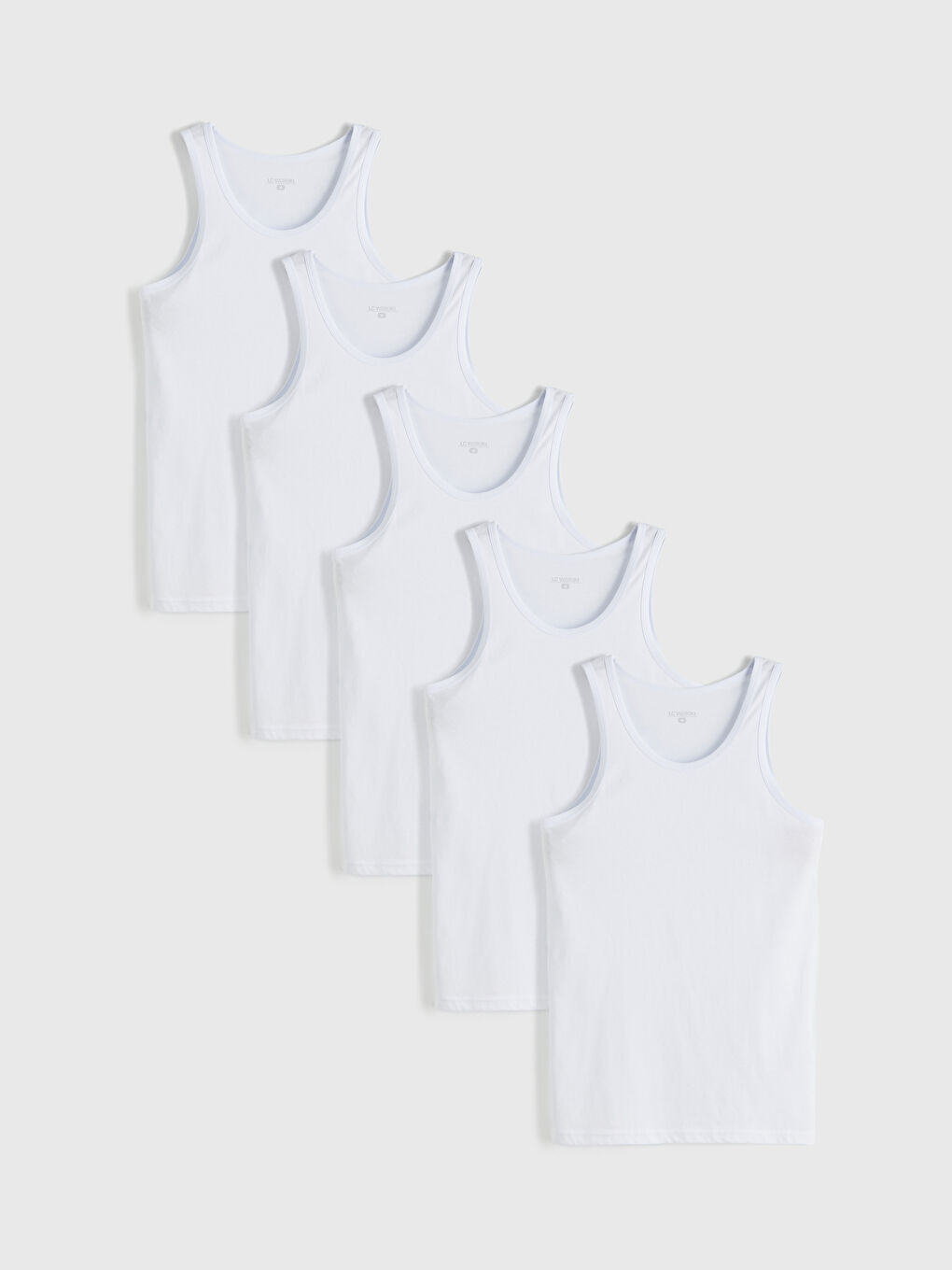 Beyaz U Yaka Penye Erkek Atlet 5'li