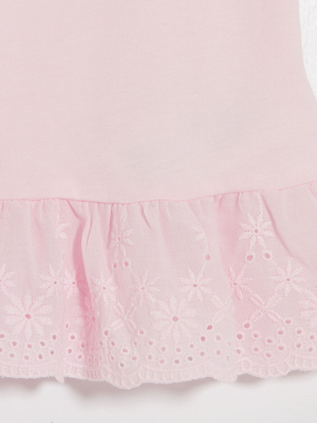 Crew Neck Embroidered Girls' Frilled T-Shirt-1
