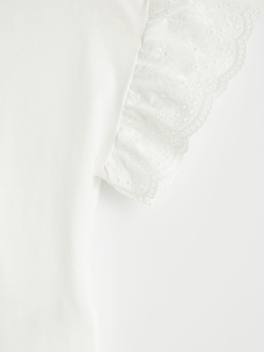 Ekru Bisiklet Yaka Kız Çocuk Tişört-2