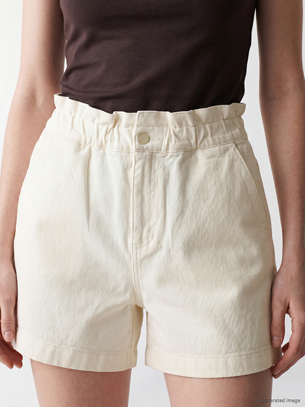 Elastic Waist Women's Jean Shorts-2
