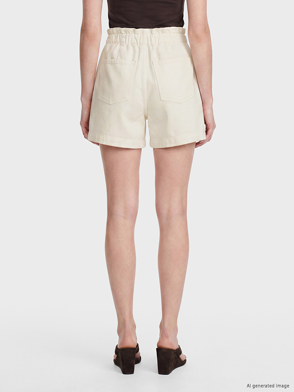 Elastic Waist Women's Jean Shorts-3