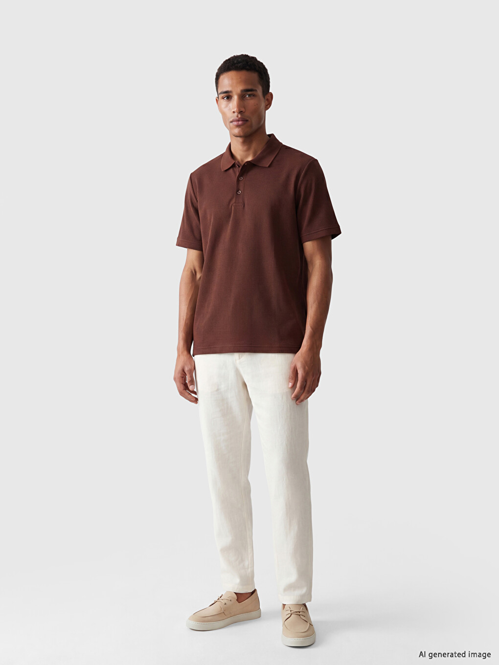 Standard Fit Polo Kragna Rebrasta Muška Majica-1