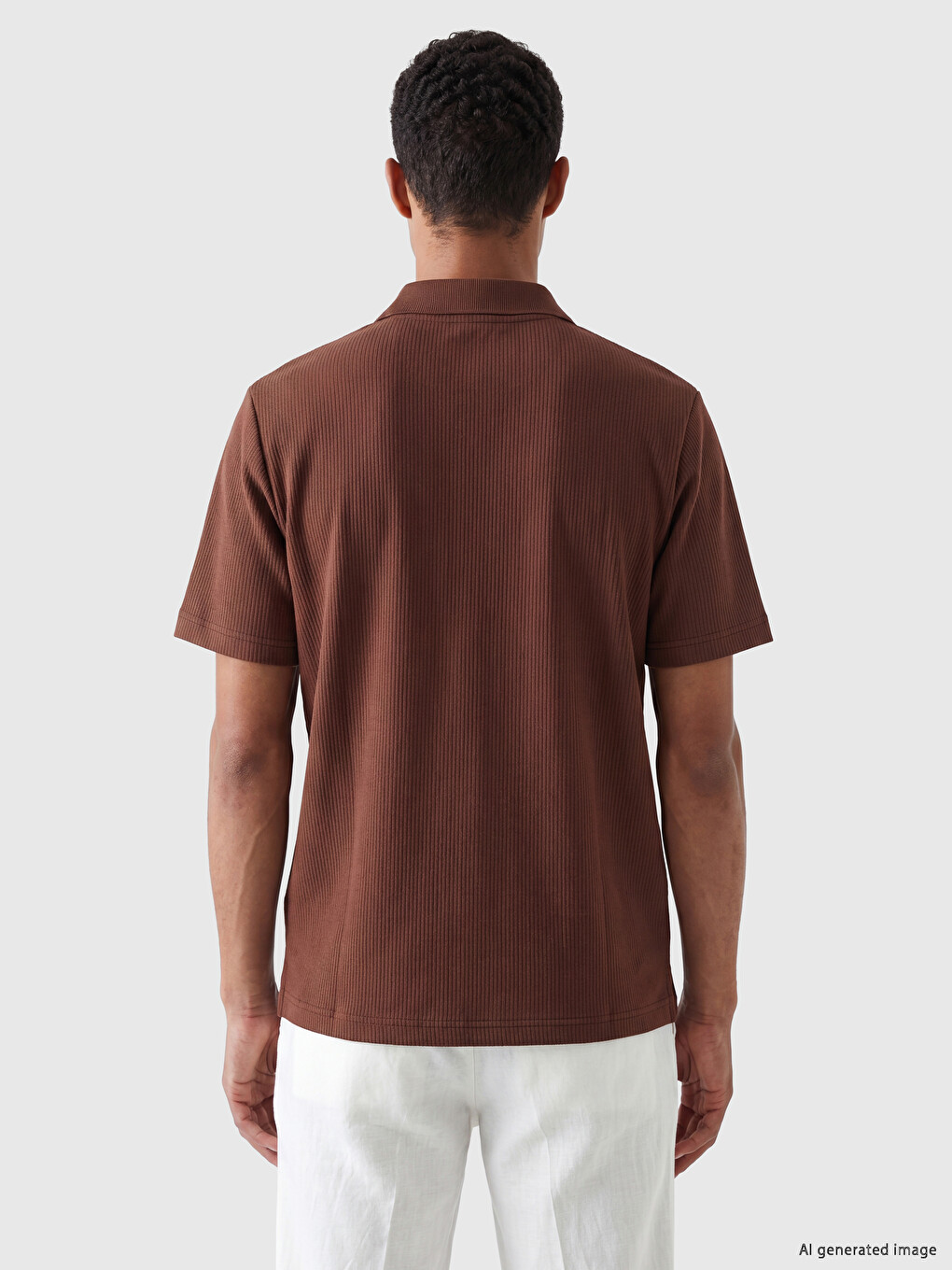 Standard Fit Polo Kragna Rebrasta Muška Majica-3