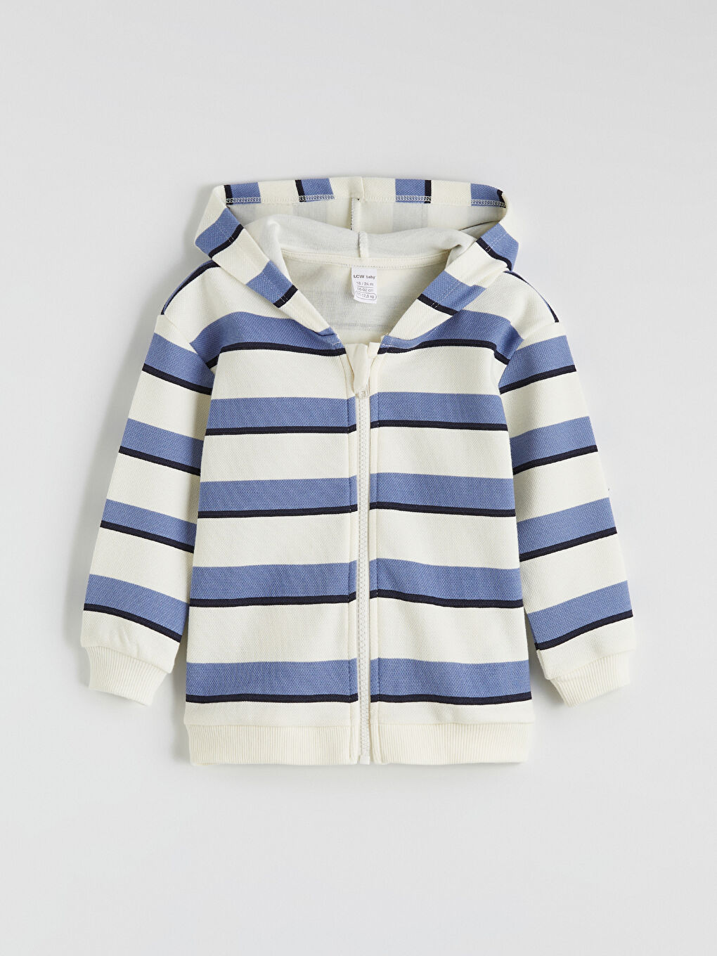 Ekru Çizgili Kapüşonlu Erkek Bebek 3'lü Takım-1