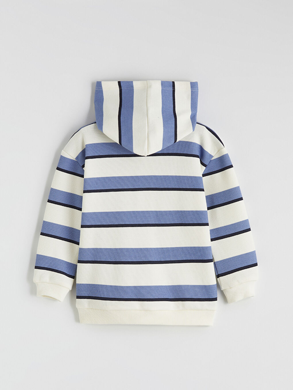 Ekru Çizgili Kapüşonlu Erkek Bebek 3'lü Takım-3