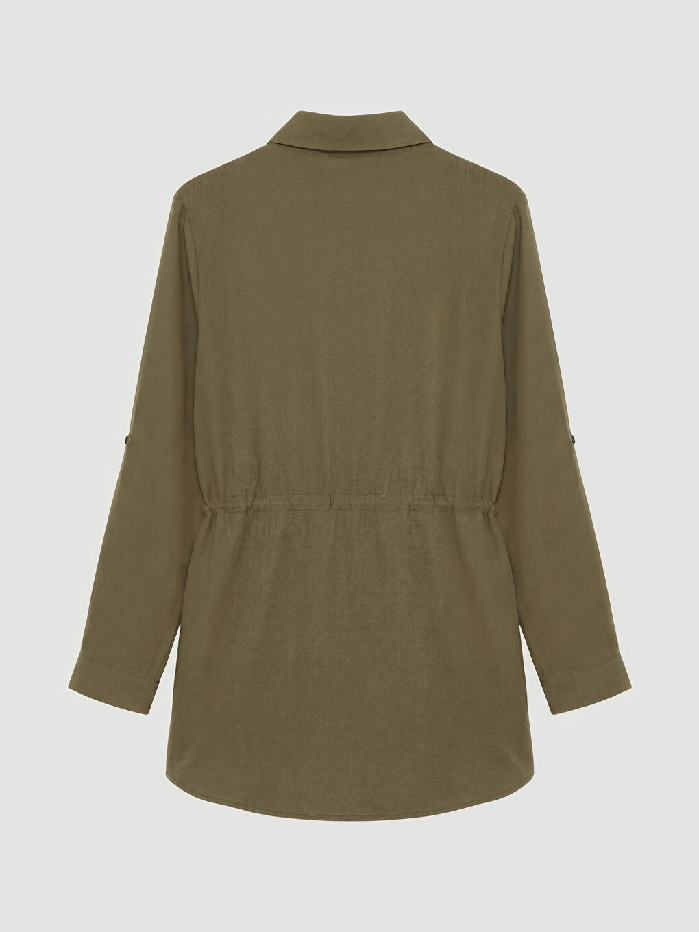 Haki Oversize Armürlü Kadın Gömlek Tunik-1