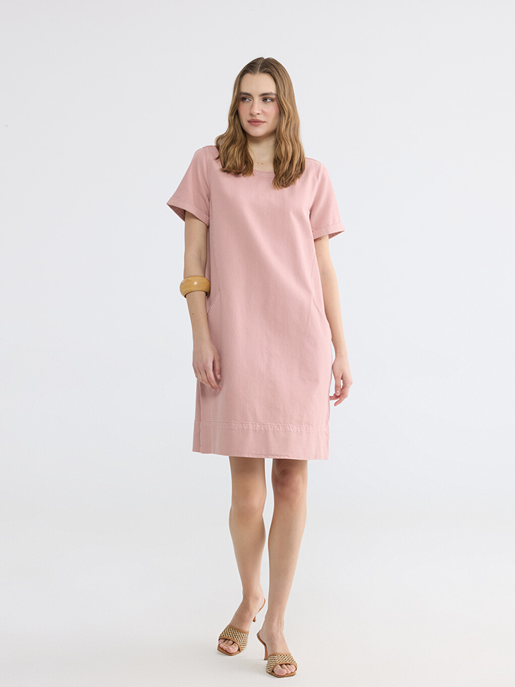 Crew Neck Denim Dress