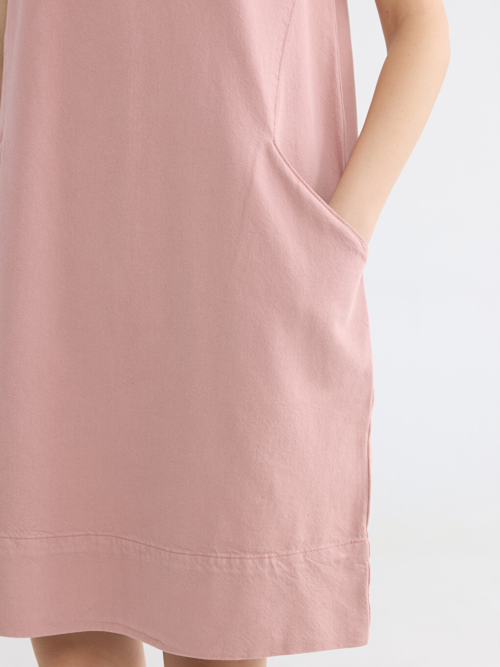 Crew Neck Denim Dress-2