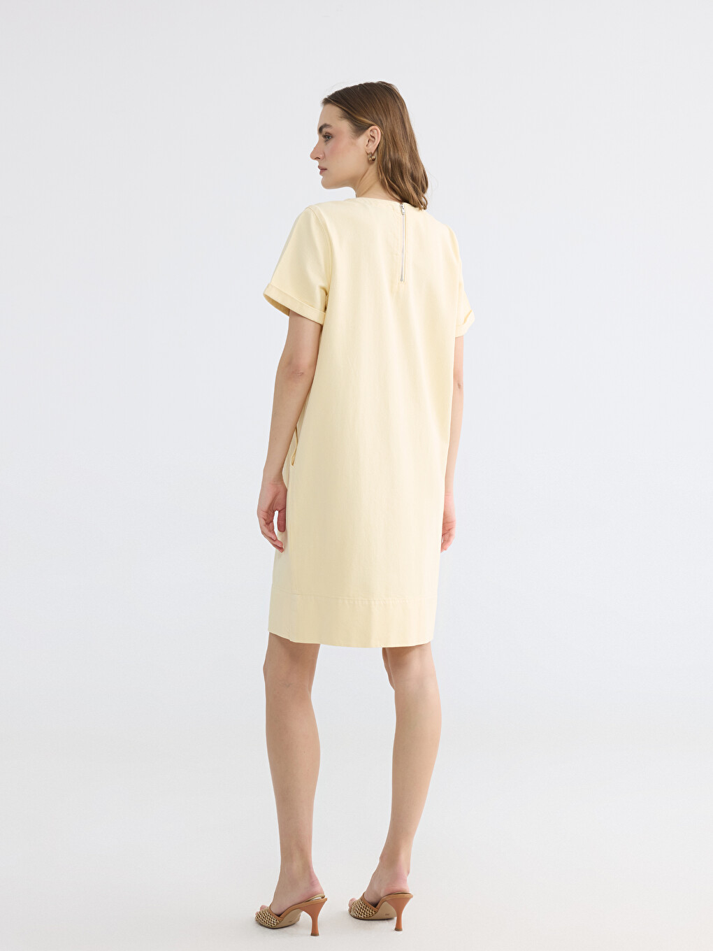 Crew Neck Denim Dress-3