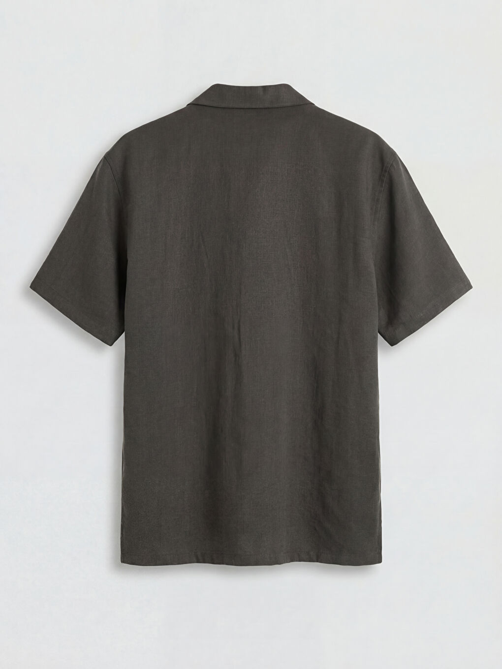 Haki Standart Kalıp Keten Görünümlü Erkek Gömlek-1