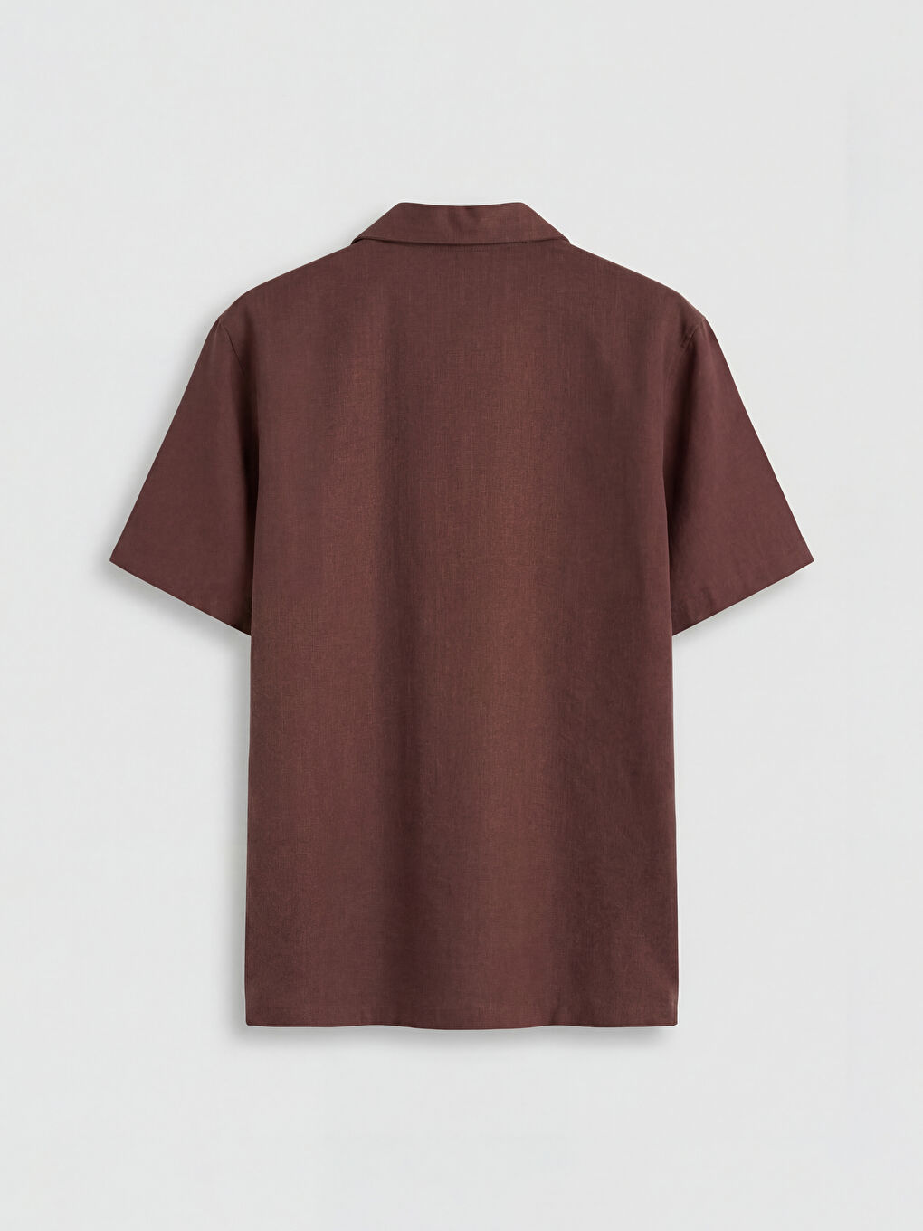 Kahverengi Standart Kalıp Keten Görünümlü Erkek Gömlek-2