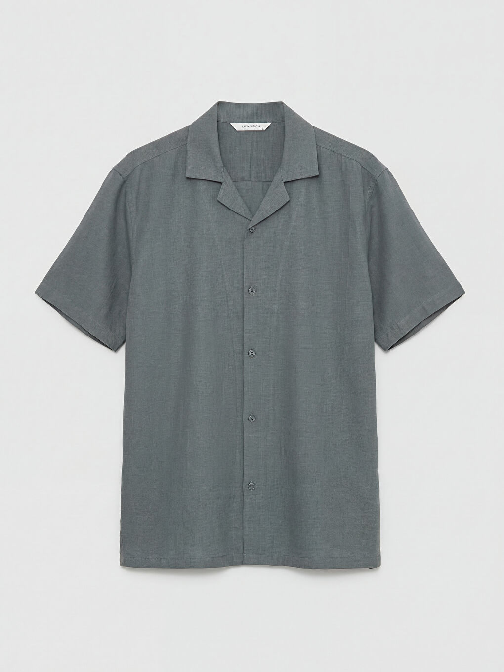 Petrol Standart Kalıp Keten Görünümlü Erkek Gömlek