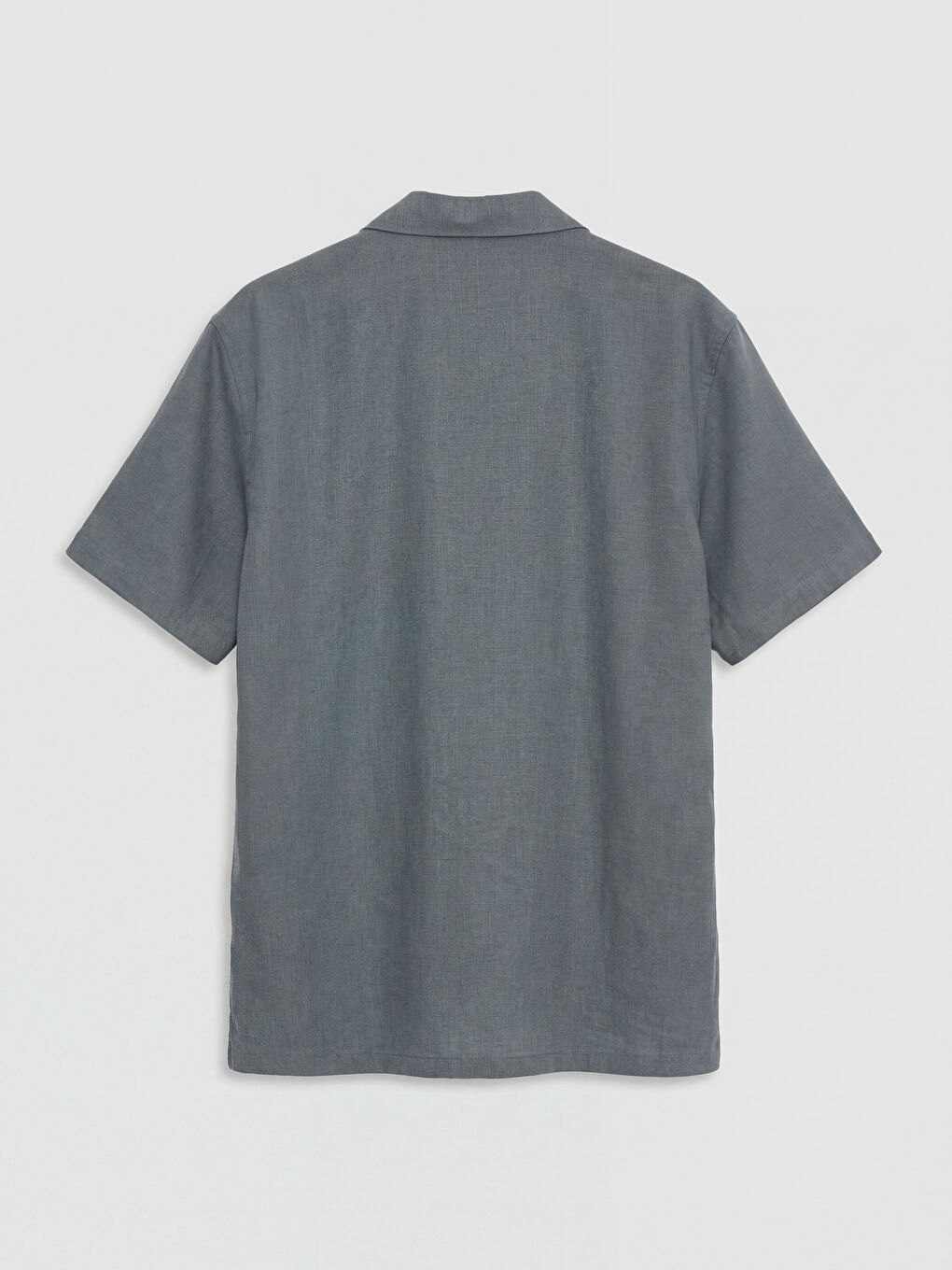 Petrol Standart Kalıp Keten Görünümlü Erkek Gömlek-1